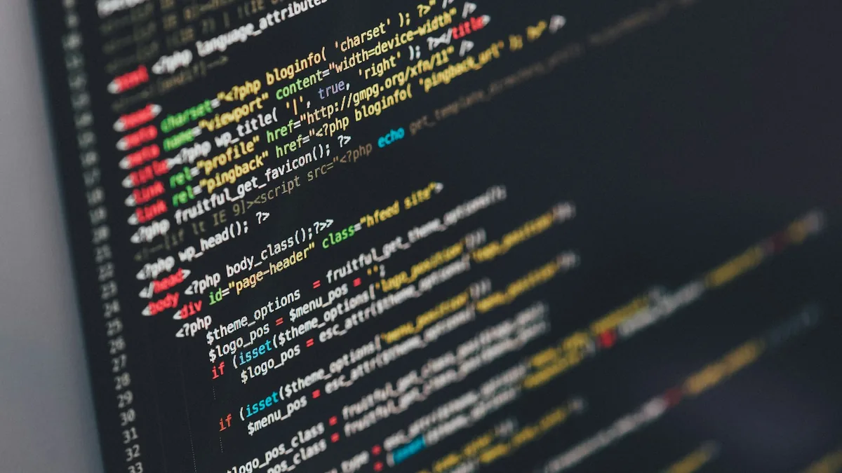 Close-up of HTML and PHP source code on a screen, representing modern web development